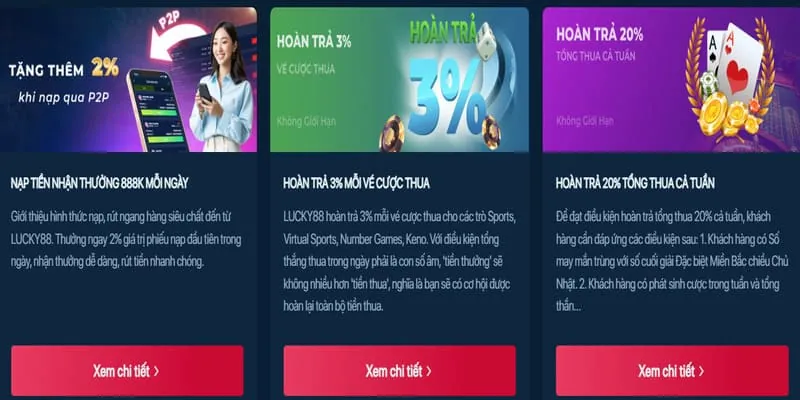Thưởng nạp lại hàng tuần cho casino
